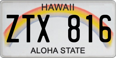 HI license plate ZTX816