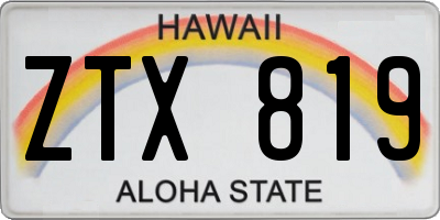 HI license plate ZTX819
