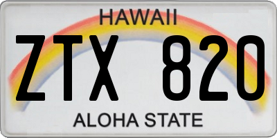 HI license plate ZTX820