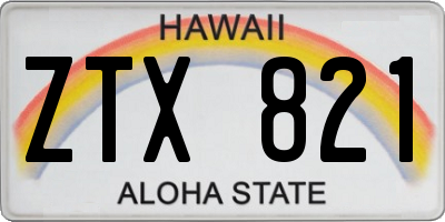 HI license plate ZTX821