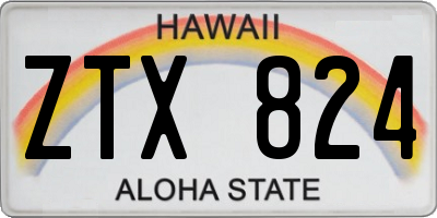 HI license plate ZTX824