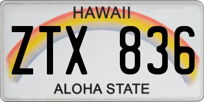 HI license plate ZTX836