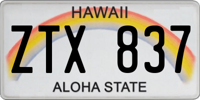 HI license plate ZTX837