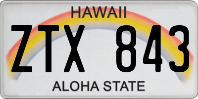 HI license plate ZTX843