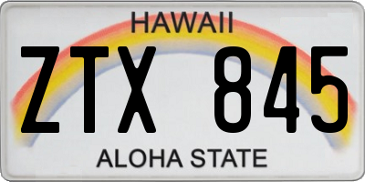 HI license plate ZTX845