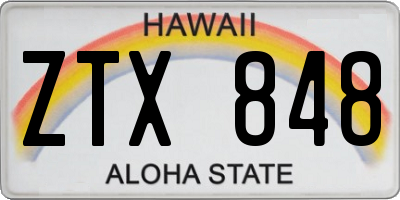 HI license plate ZTX848