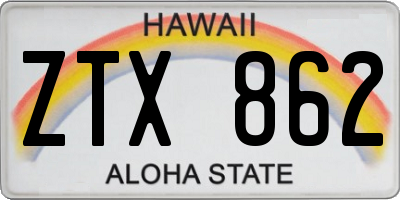 HI license plate ZTX862