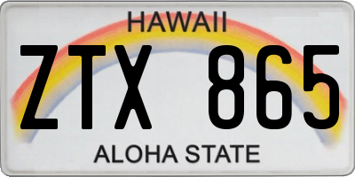 HI license plate ZTX865