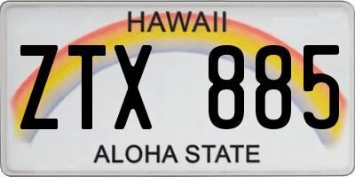 HI license plate ZTX885