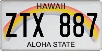 HI license plate ZTX887