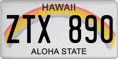 HI license plate ZTX890