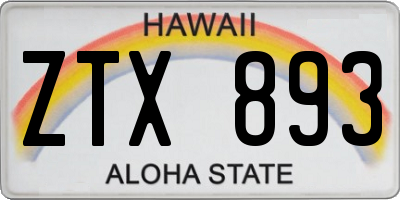 HI license plate ZTX893