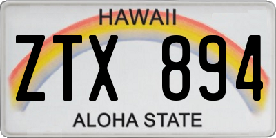 HI license plate ZTX894