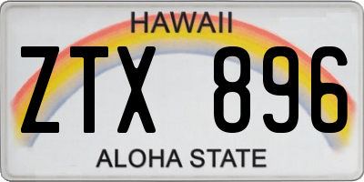HI license plate ZTX896