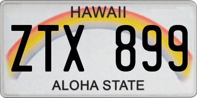 HI license plate ZTX899