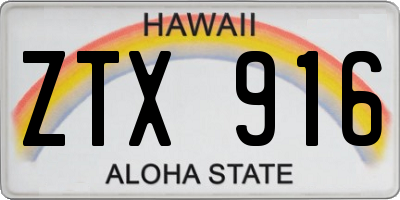 HI license plate ZTX916