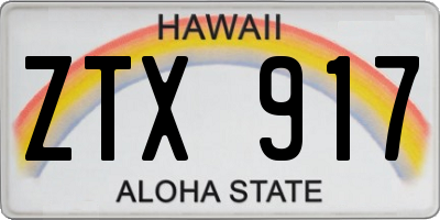 HI license plate ZTX917