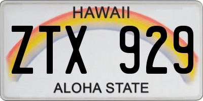 HI license plate ZTX929