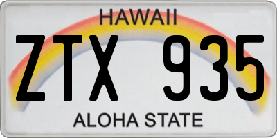 HI license plate ZTX935