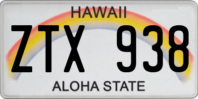 HI license plate ZTX938