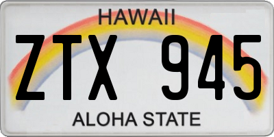 HI license plate ZTX945