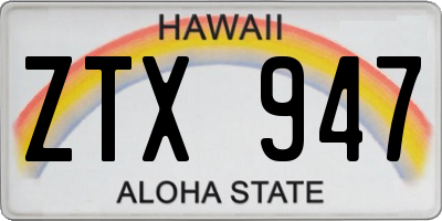 HI license plate ZTX947