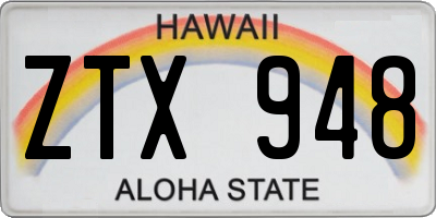 HI license plate ZTX948