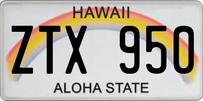 HI license plate ZTX950