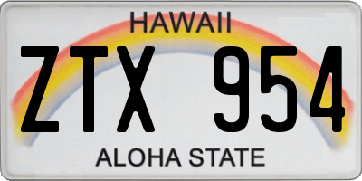 HI license plate ZTX954