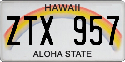HI license plate ZTX957