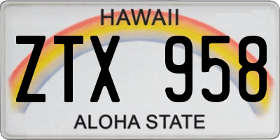 HI license plate ZTX958