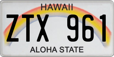 HI license plate ZTX961