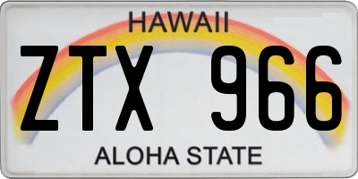HI license plate ZTX966