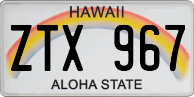 HI license plate ZTX967
