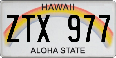 HI license plate ZTX977