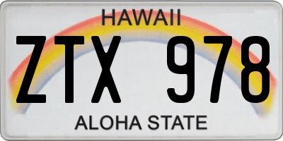 HI license plate ZTX978
