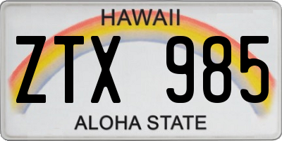HI license plate ZTX985
