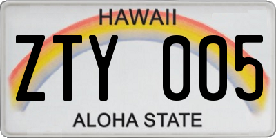 HI license plate ZTY005