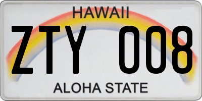 HI license plate ZTY008