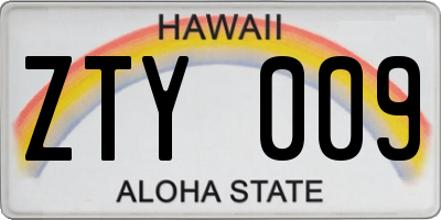 HI license plate ZTY009