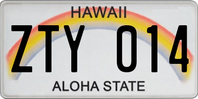 HI license plate ZTY014