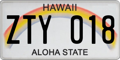 HI license plate ZTY018