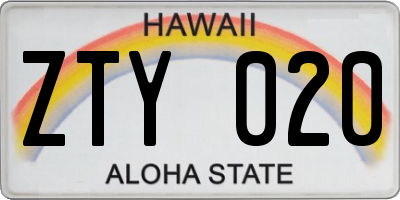 HI license plate ZTY020