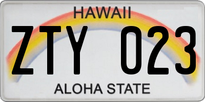 HI license plate ZTY023