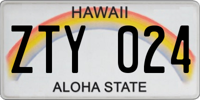 HI license plate ZTY024