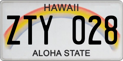 HI license plate ZTY028