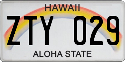 HI license plate ZTY029