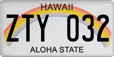 HI license plate ZTY032