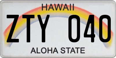HI license plate ZTY040