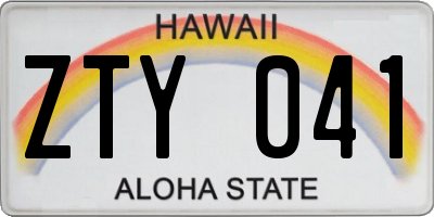 HI license plate ZTY041